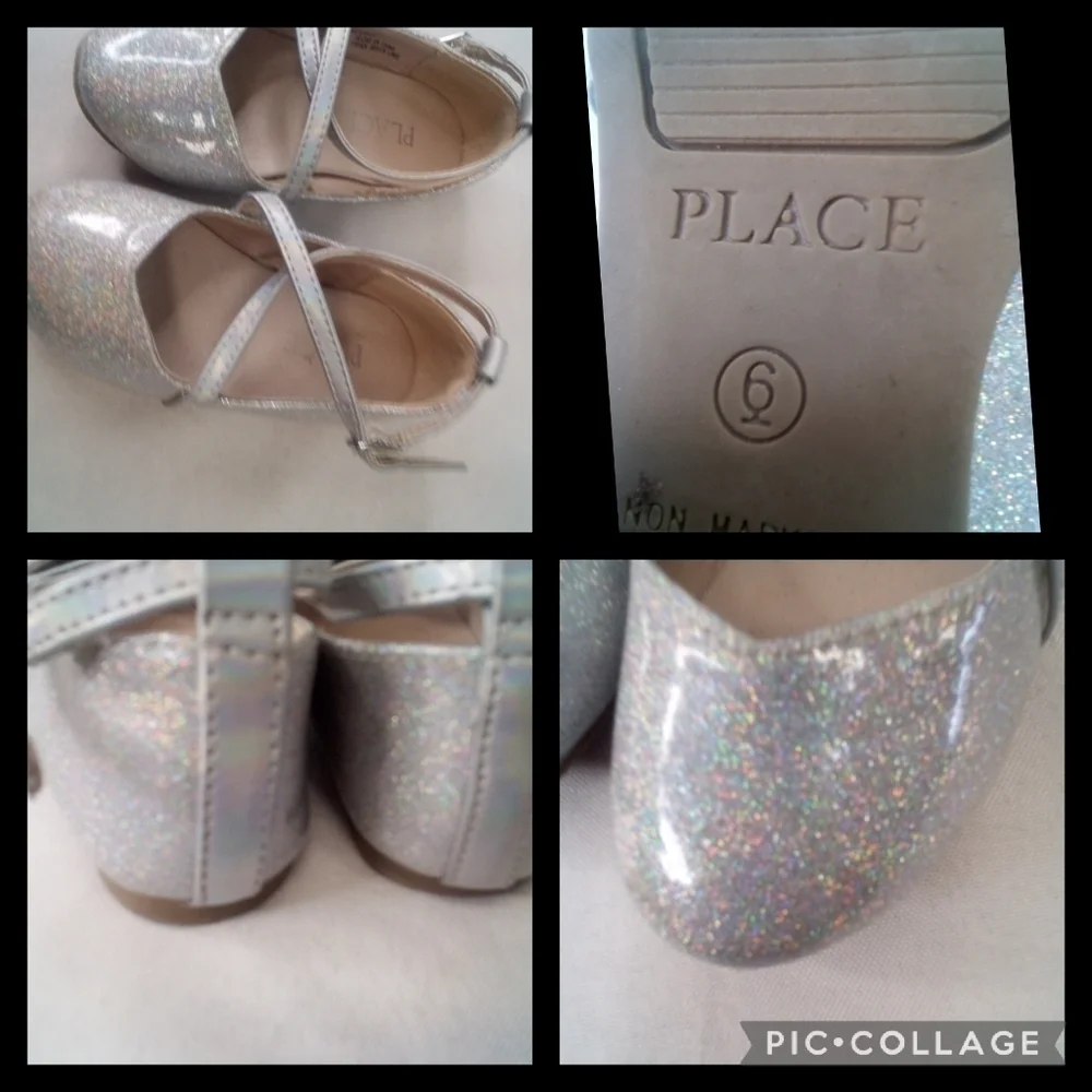 Silver little girl dress shoes